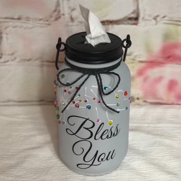 Other - Bless You Rhinestone Embellished Tissue Holder Jar